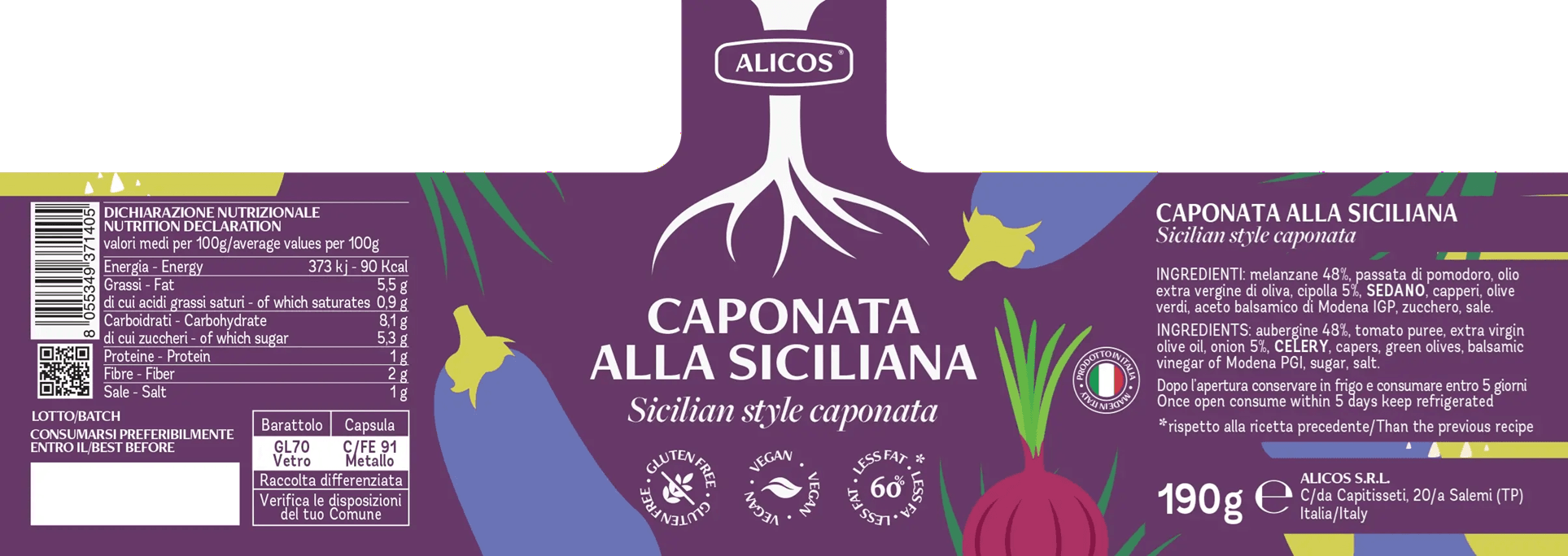 caponata alla siciliana etykieta