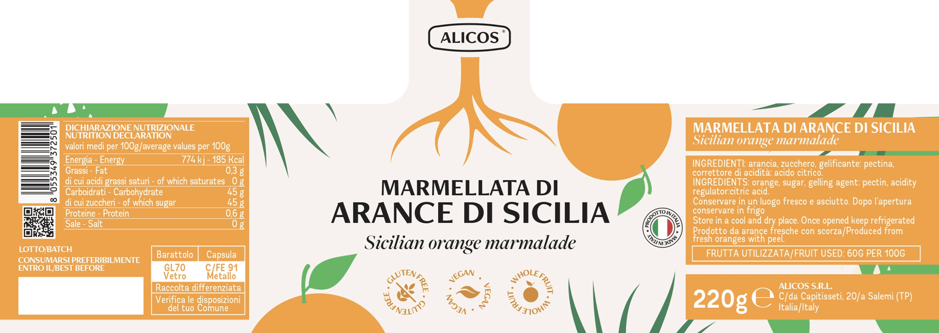 marmellata di arance di sicilia etykieta