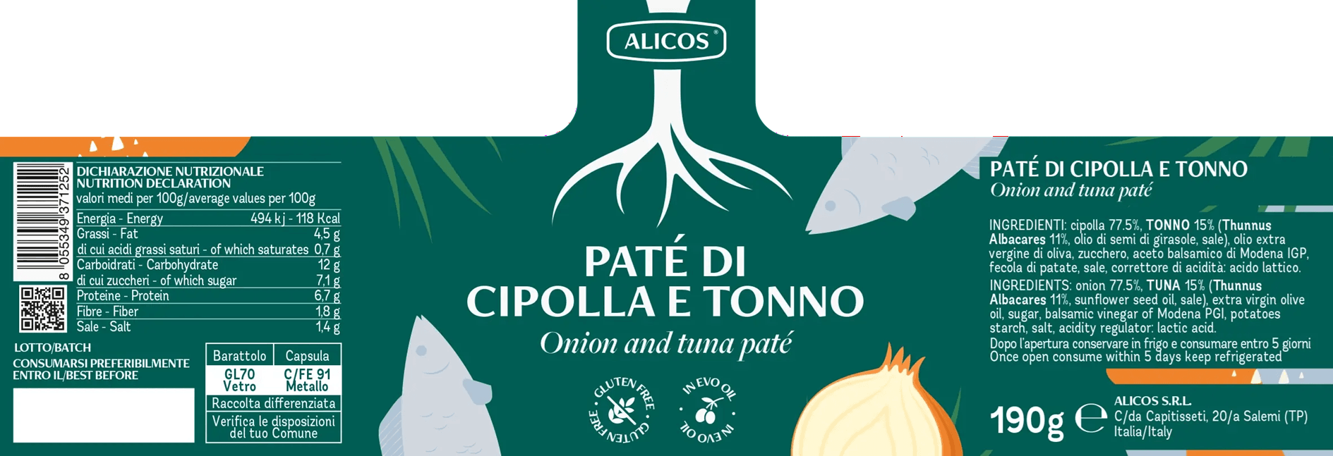 pate di cipolla e tonno etykieta