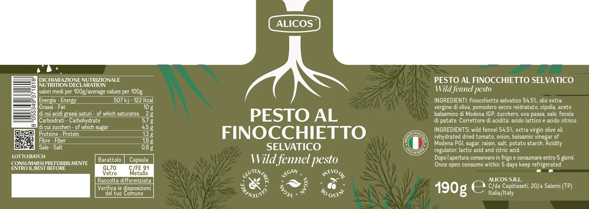 pesto al finochietto selvatico etykieta