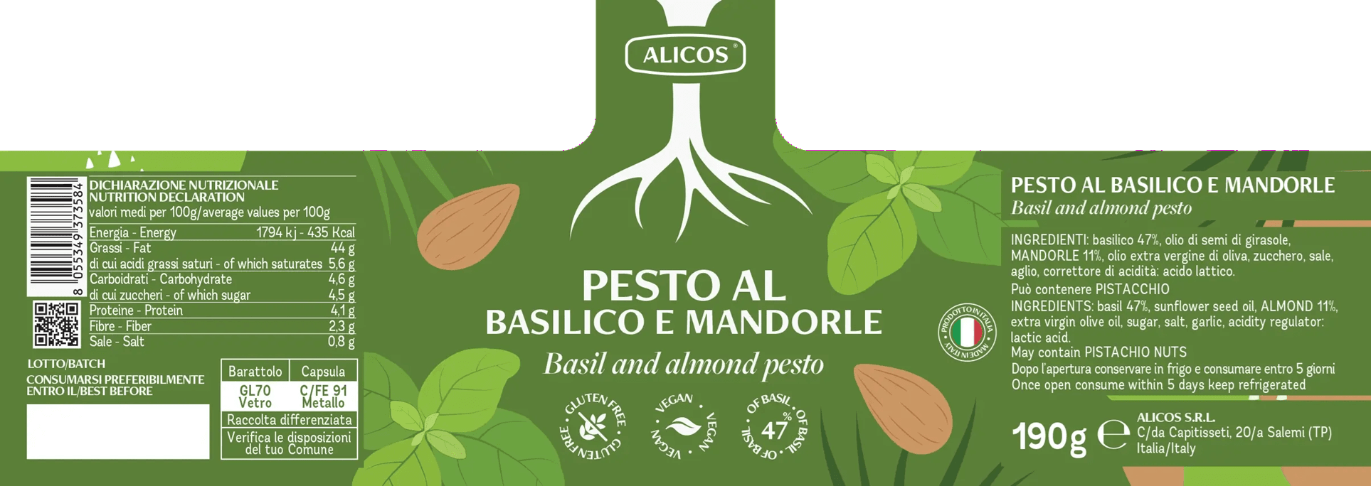 pesto el basilico e mandorle etykieta